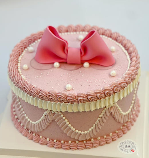 粉色复古蝴蝶结蛋糕 商品图2