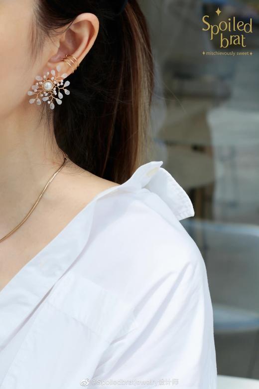SpoiledBrat Jewelry月晕星芒系列 | 单只珍珠月光石耳环 商品图3