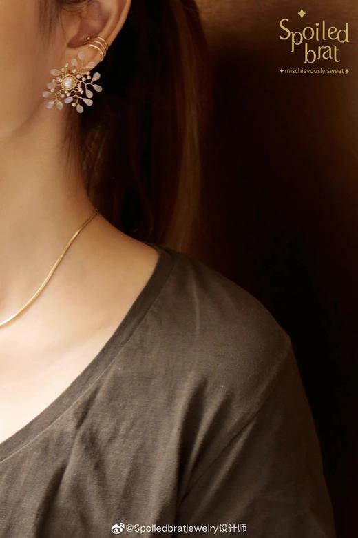 SpoiledBrat Jewelry月晕星芒系列 | 单只珍珠月光石耳环 商品图4