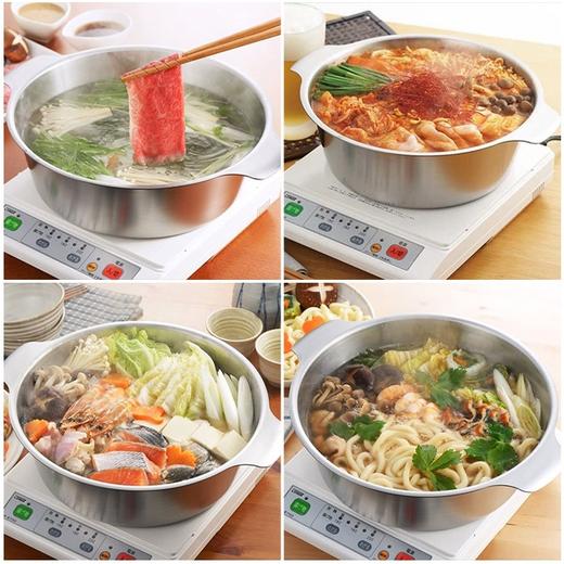 日本进口吉川不锈钢汤锅火锅寿喜锅打边炉涮肉锅燃气电磁炉26cm 商品图5