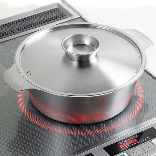 日本进口吉川不锈钢汤锅火锅寿喜锅打边炉涮肉锅燃气电磁炉26cm 商品图1