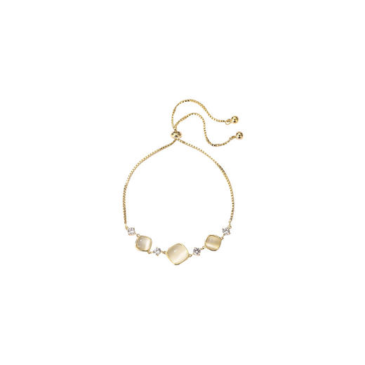 Oflye潮流饰品 猫眼石手链可调节抽拉式女高质感首饰轻奢小众设计精致闺蜜手饰品 商品图4