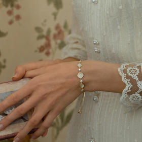 Oflye潮流饰品 猫眼石手链可调节抽拉式女高质感首饰轻奢小众设计精致闺蜜手饰品