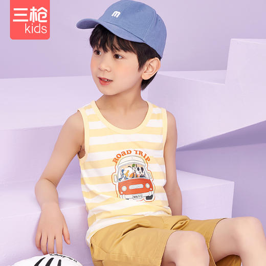 Threegun三枪 【舒肤弹力棉】男童/女童少儿打底儿童背心（两枚装）-3D059A011 商品图2