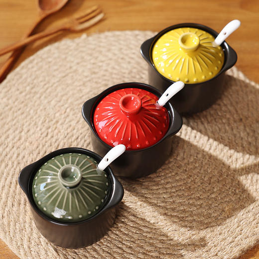 【烧之宝调味盅】陶煲王陶瓷带盖调味蛊调味罐调味瓶家用盐罐糖罐味精罐炖盅套装 商品图5