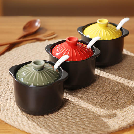 【烧之宝调味盅】陶煲王陶瓷带盖调味蛊调味罐调味瓶家用盐罐糖罐味精罐炖盅套装 商品图14