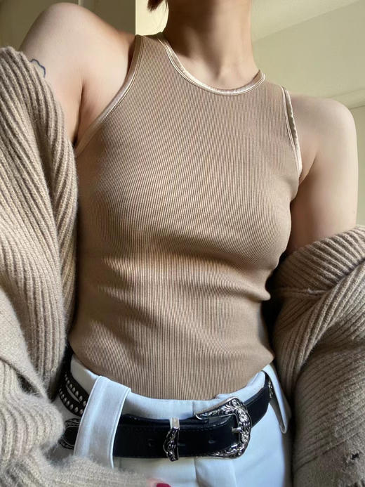 Viktoria Chan | SS2051 Dante Silk Trim Tank [上衣 黑/白/驼/灰] 商品图2