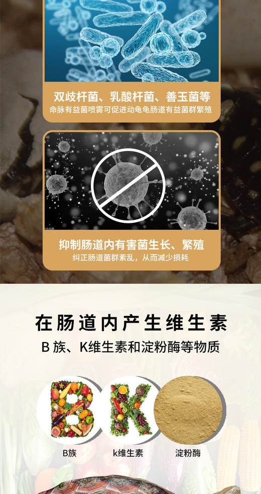 【出眠肠道恢复】调理乌龟肠胃菌群针对不开食有奇效，轻微肠胃炎食疗，调节水体有益菌数量 商品图3