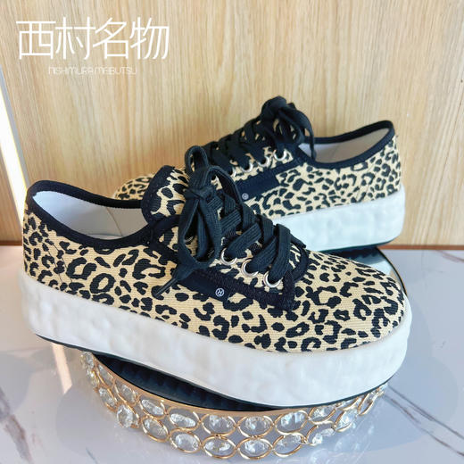 西村名物2022年初秋新款豹纹休闲板鞋帆布鞋10681 商品图3