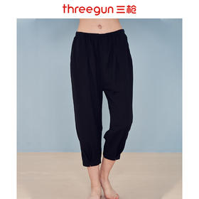 Threegun三枪 【麻感】宽松小裤口女士七分裤-60883B011