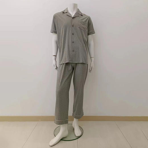 Threegun三枪 【新疆长绒棉】翻领开襟短袖长裤男士家居套家居服-81621D911 商品图1