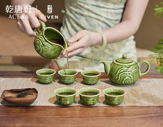 行云流水陶瓷茶具组1壶6杯1茶海  壶230ml/杯25ml/海250ml 商品图0