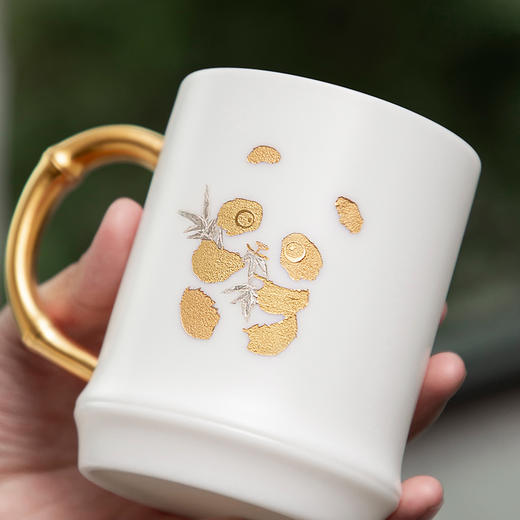 高档羊脂玉鎏金办公杯礼盒装林玉山手作 商品图2