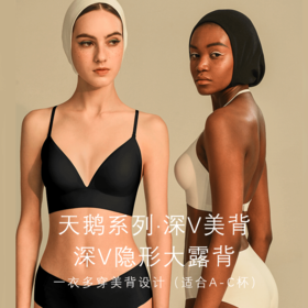 素肌良品“小轻松”| 天鹅系列深V隐形大露背防下垂交叉系带无痕无钢圈舒适内衣MX110
