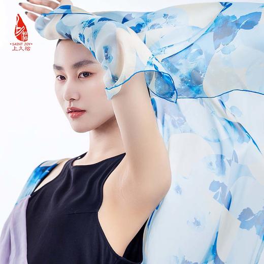 SAINTJOY/上久楷夏季真丝长巾 桑蚕丝 青花春韵CJS22007 商品图5