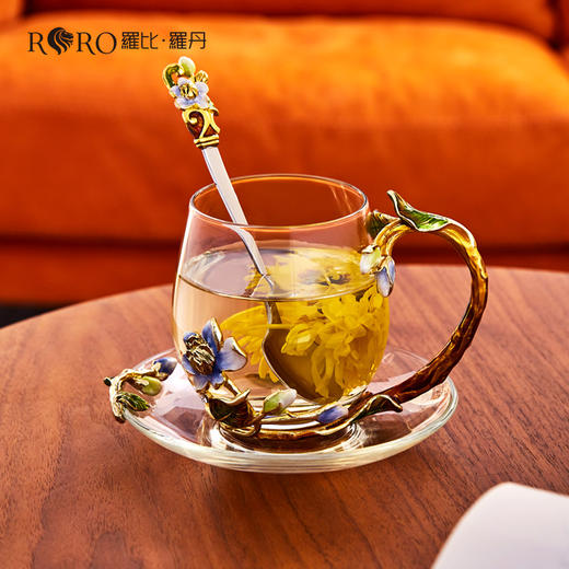 罗比罗丹珐琅彩水杯家用网红ins创意玻璃杯女生花茶杯礼物 商品图4