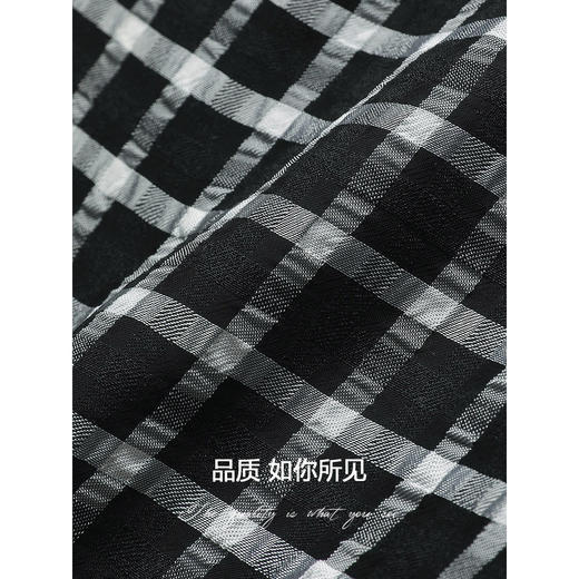 【专属秒杀】COCOBELLA时尚肌理感褶皱格子休闲裤女垂感宽松高腰直筒裤PA600 商品图3