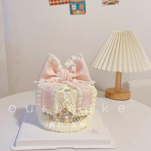 洛丽塔粉色蝴蝶结微加高蛋糕-低糖处理无添加 商品图1