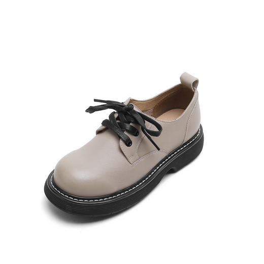 西村名物22年秋新款时尚圆头英伦风小皮鞋休闲绑带牛津鞋学院风小单鞋11641 商品图2