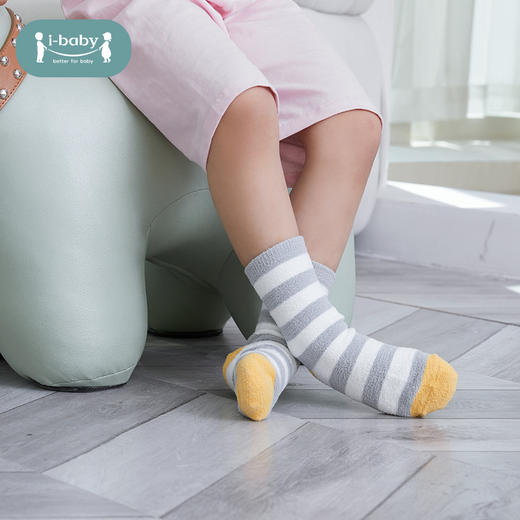 【3双装】ibaby×outlast太空科技恒温儿童针织棉袜舒适柔软秋冬中筒袜家居袜3双装 商品图4