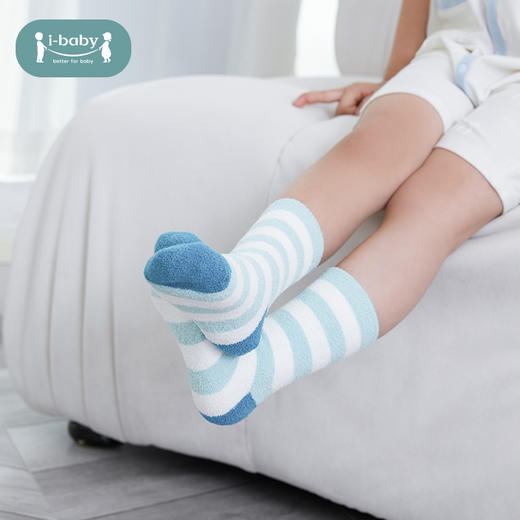 【3双装】ibaby×outlast太空科技恒温儿童针织棉袜舒适柔软秋冬中筒袜家居袜3双装 商品图6