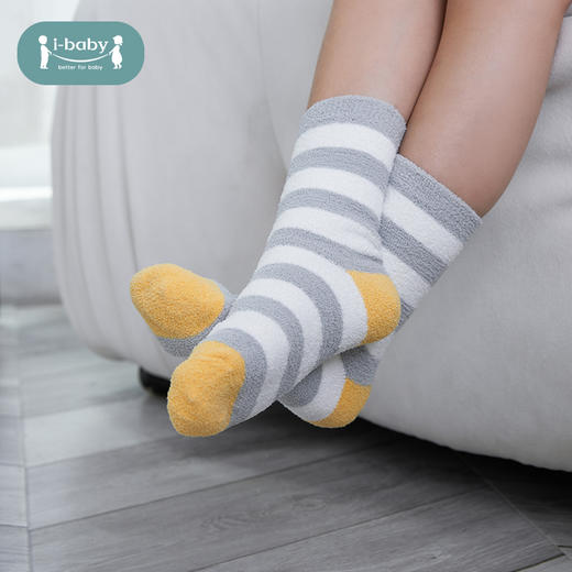 【3双装】ibaby×outlast太空科技恒温儿童针织棉袜舒适柔软秋冬中筒袜家居袜3双装 商品图2