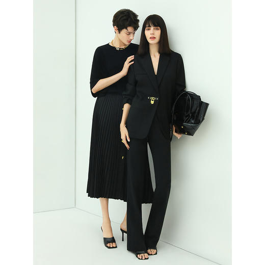 COCOBELLA通勤质感微喇裤女立体裁剪垂坠高腰休闲裤长裤PA41 商品图2