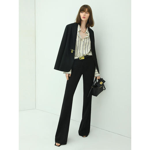 COCOBELLA通勤质感微喇裤女立体裁剪垂坠高腰休闲裤长裤PA41 商品图0