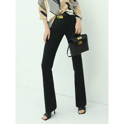 COCOBELLA通勤质感微喇裤女立体裁剪垂坠高腰休闲裤长裤PA41 商品图3