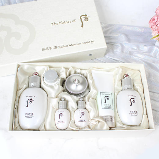 韩国WHOO后 雪美白水乳面霜三件套礼盒免税店版/企划版提亮淡斑去黄 商品图5