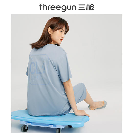 Threegun三枪 【水柔棉】圆领短袖中裤女士家居套家居服-82106D011 商品图5
