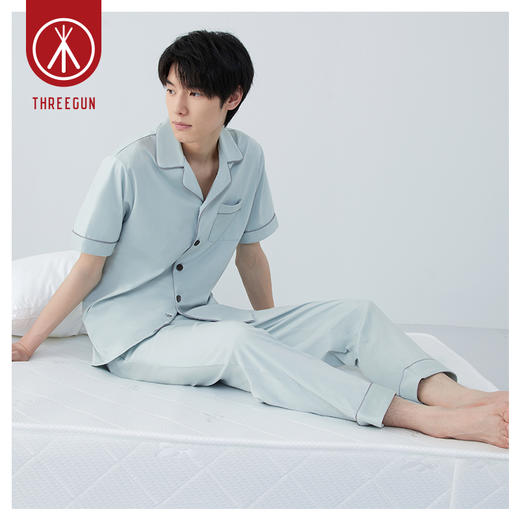 Threegun三枪 【凉感弹力棉】男士家居休闲长裤-61107B011 商品图1