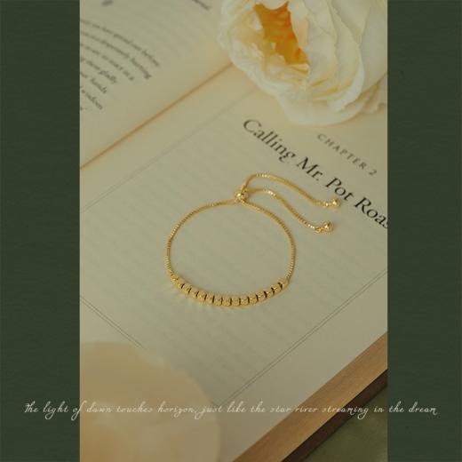 Oflye潮流饰品 高质感碎银几两方块手链女镀18k金色小众轻奢方砖手串 商品图3