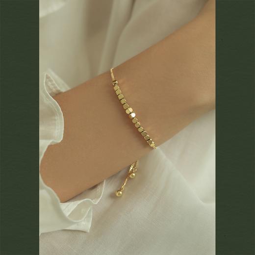 Oflye潮流饰品 高质感碎银几两方块手链女镀18k金色小众轻奢方砖手串 商品图0