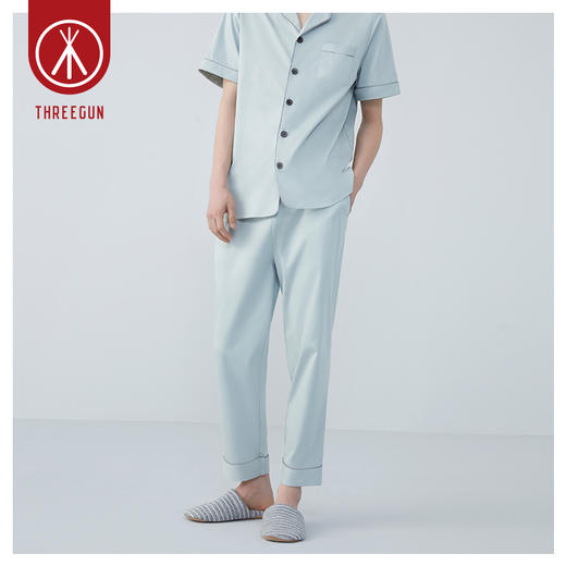 Threegun三枪 【凉感弹力棉】男士家居休闲长裤-61107B011 商品图2