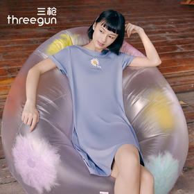Threegun三枪 【水柔棉】圆领短袖女士家居裙睡裙-70256A011