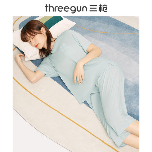 Threegun三枪 【水柔棉】圆领短袖中裤女士家居套家居服-82106D011 商品图8