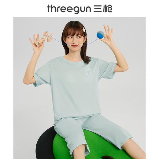 Threegun三枪 【水柔棉】圆领短袖中裤女士家居套家居服-82106D011 商品图7