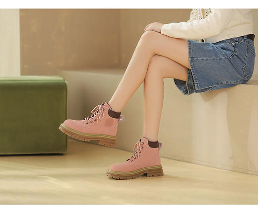 西村名物2022秋季新款马丁靴户外工装靴女款复古英伦风短靴43791 商品图4