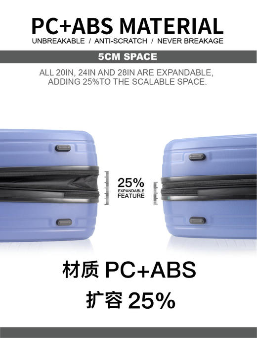 银座热销大容量拉链箱9399-20/24/28三件套箱 商品图5