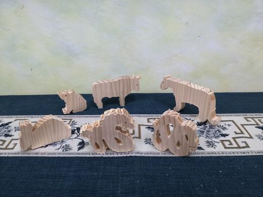 【12生肖动物半成品】木质12生肖玩具，纯天然松木原木（无漆无油环保型） 商品图3