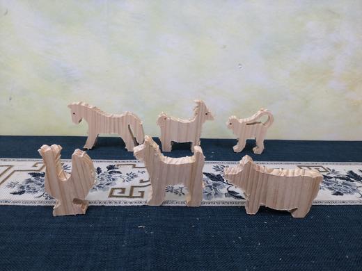 【12生肖动物半成品】木质12生肖玩具，纯天然松木原木（无漆无油环保型） 商品图2