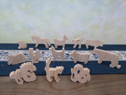【12生肖动物半成品】木质12生肖玩具，纯天然松木原木（无漆无油环保型） 商品图0
