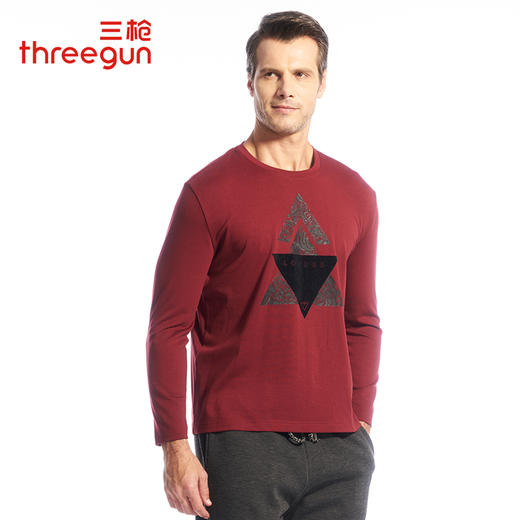 Threegun三枪 【爽滑密棉】圆领男士长袖上衣打底衫-22851A011 商品图4