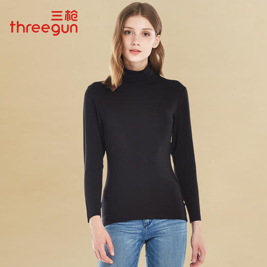 Threegun三枪 【维耐寒薄加暖】两翻领女士长袖上衣打底衫-23084A921 商品图0