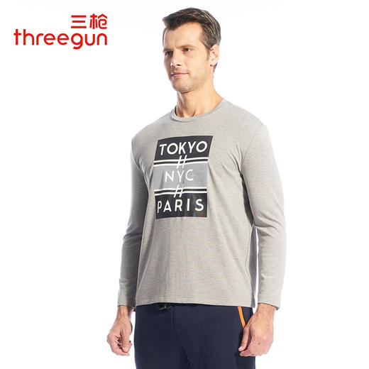 Threegun三枪 【爽滑密棉】圆领男士长袖上衣打底衫-22851A011 商品图2