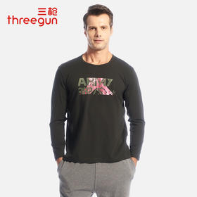 Threegun三枪 【爽滑密棉】圆领男士长袖上衣打底衫-22849A011
