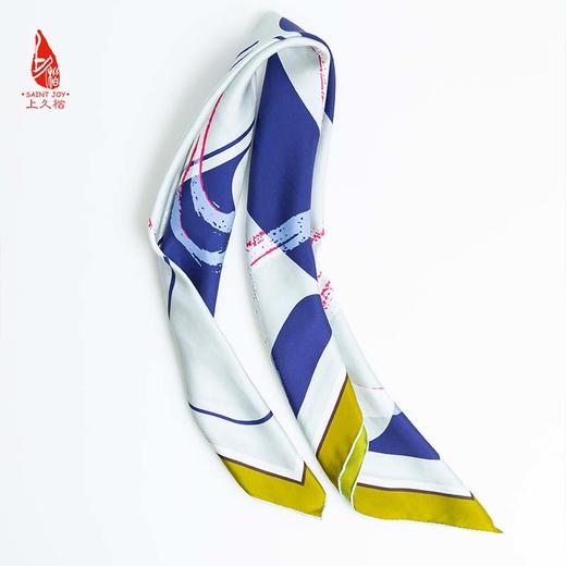 SAINTJOY/上久楷 真丝方巾牛气冲天 黄灰色&蓝灰色&橘色FJS21013 商品图8