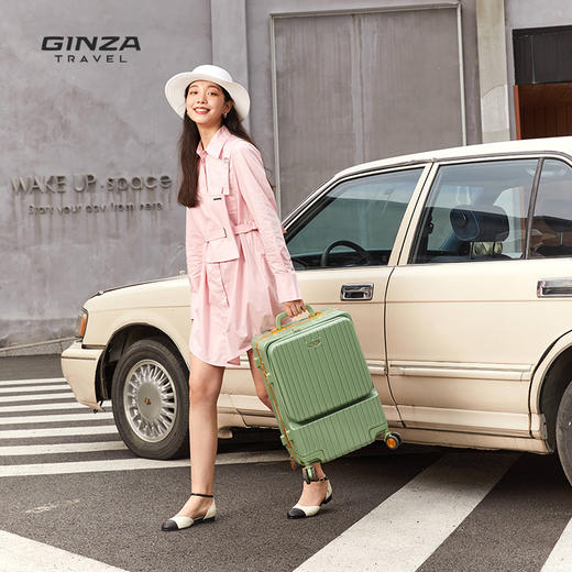 银座前开袋行李箱女20寸小型轻便登机箱男密码锁拉杆箱6661 商品图5