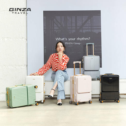 银座前开袋行李箱女20寸小型轻便登机箱男密码锁拉杆箱6661 商品图2